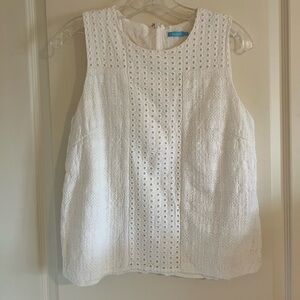 J.McLaughlin lined detailed 100% cotton white summer top